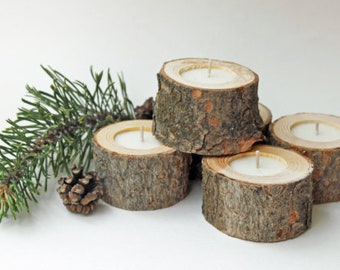 25 wood tea light candle holders.