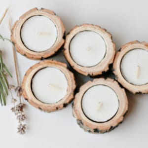 5 Willow, Pine or Aspen Tea Light Holders, Rustic Wedding Décor, House Warming Gift, Baby/Bridal Shower Décor image 1