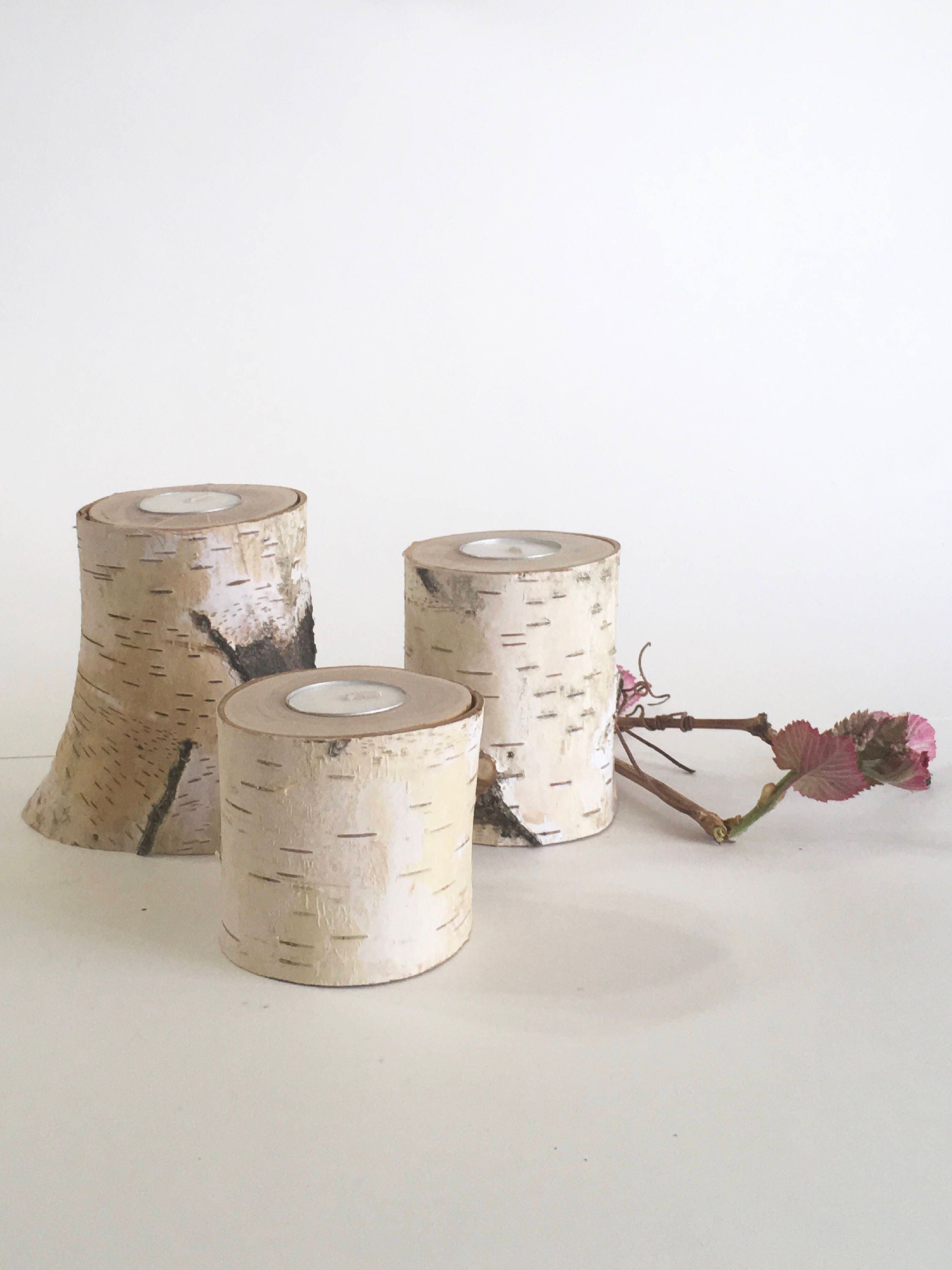 3 Birch Tea Light Candle Holders Rustic Wedding Decor House Etsy