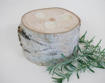 Aspen Log Tea Light Candle Holders, Rustic Wedding Decor, House Warming Gift, Baby/Bridal Shower Decor