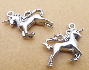 Unicorn Charm Earrings silver pewter USA-made 3-D dangle charms