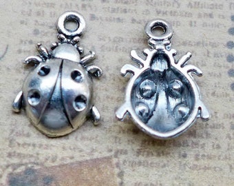 Lead /& Nickel Free Metal Charms Pendants Beads 10 Pcs Tibetan Silver Ladybird Beetle Insect 17X14mm Charms Pendants Beads