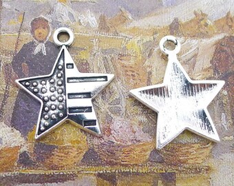28x USA Flag Star Charms Charms for Bracelet Enamel USA Charm Pendant Jewelry Making Supplies C729