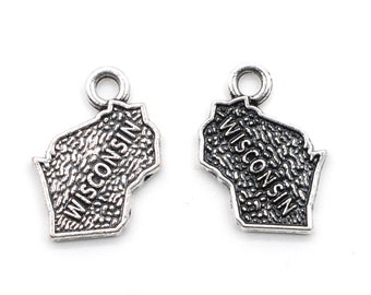 4 Wisconsin charms antique silver tone WT157