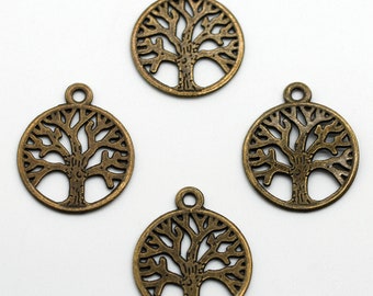 Antique Bronze 12mm CM0336B BULK 30 Tree Disc Charms Wholesale Tree of Life pendant beads