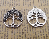 12PCS or 30PCS, Antique Silver Tree of Life Filigree Charm Pendant, Circle Of Life Tree Charm, DIY Jewelry Supply, 24mmX26mm, JHS321-4080