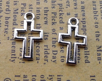 Solid 925 Sterling Silver Vintage Antiqued Cross Pendant Charm 39mm x 16mm