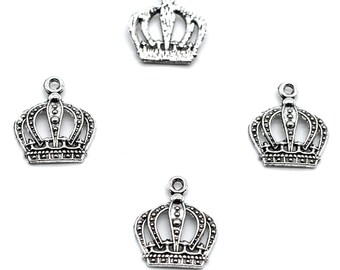 10Pcs Antiqued Gold Tone Tiny Holy Crown Charms Pendants 13x14mm