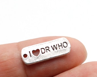 CC117 20PCS//Bulk Sale Silver Tone I LOVE Dr WHO Charm Pendant Memorial Charms