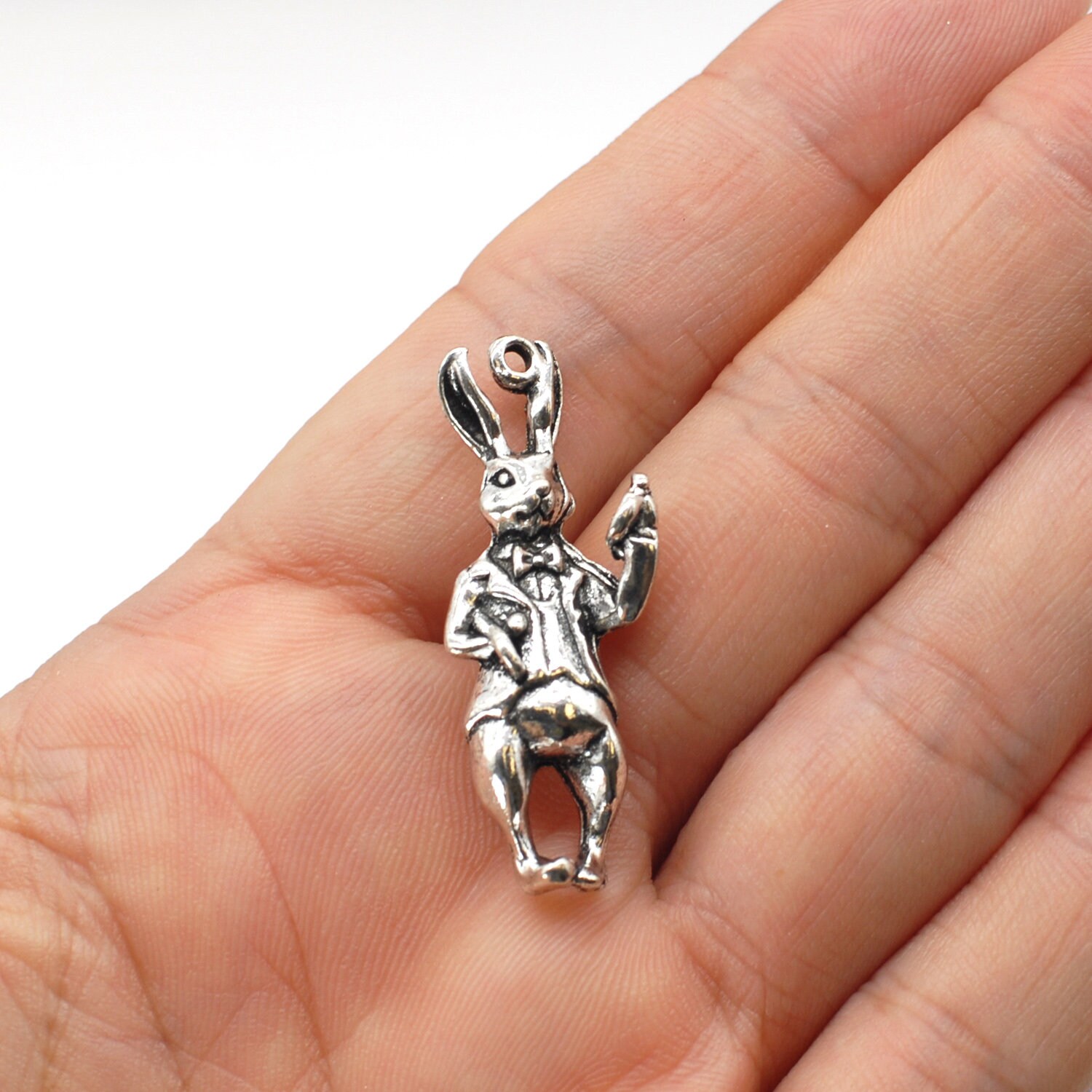 Clearance! 12PCS, Antique Silver Tone Large 3D Rabbit, Bunny