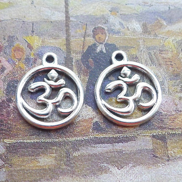 15 or 40PCS, Antique Silver Tone OM, OHM Yoga Charm Pendant, DIY Jewelry Supply, 18X23mm, JHS87-8137