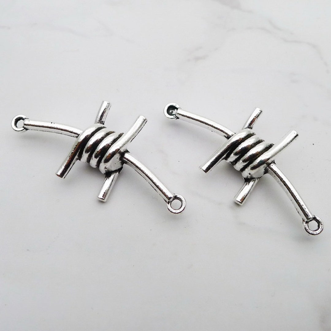 6 or 15PCS Antique Silver Tone Barbed Wire Connectors, Chain 6 or 15PCS Antique Silver Tone Barbed Wire Connectors, Chain
