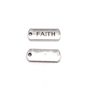 12 or 30PCS Antique Silver Tone FAITH Charm Pendant, DIY Jewelry Supply, Word Charm, Inspiration Charm, Memorial Charm, 20X8mm C01-FAITH