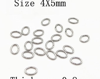 100PCS Stainless Steel Oval Side Cut Jump Ring 4x5x.8mm, High Quality Open Jump Rings, DIY Jewelry Supply, Jewelry Findings SSC68-4x5