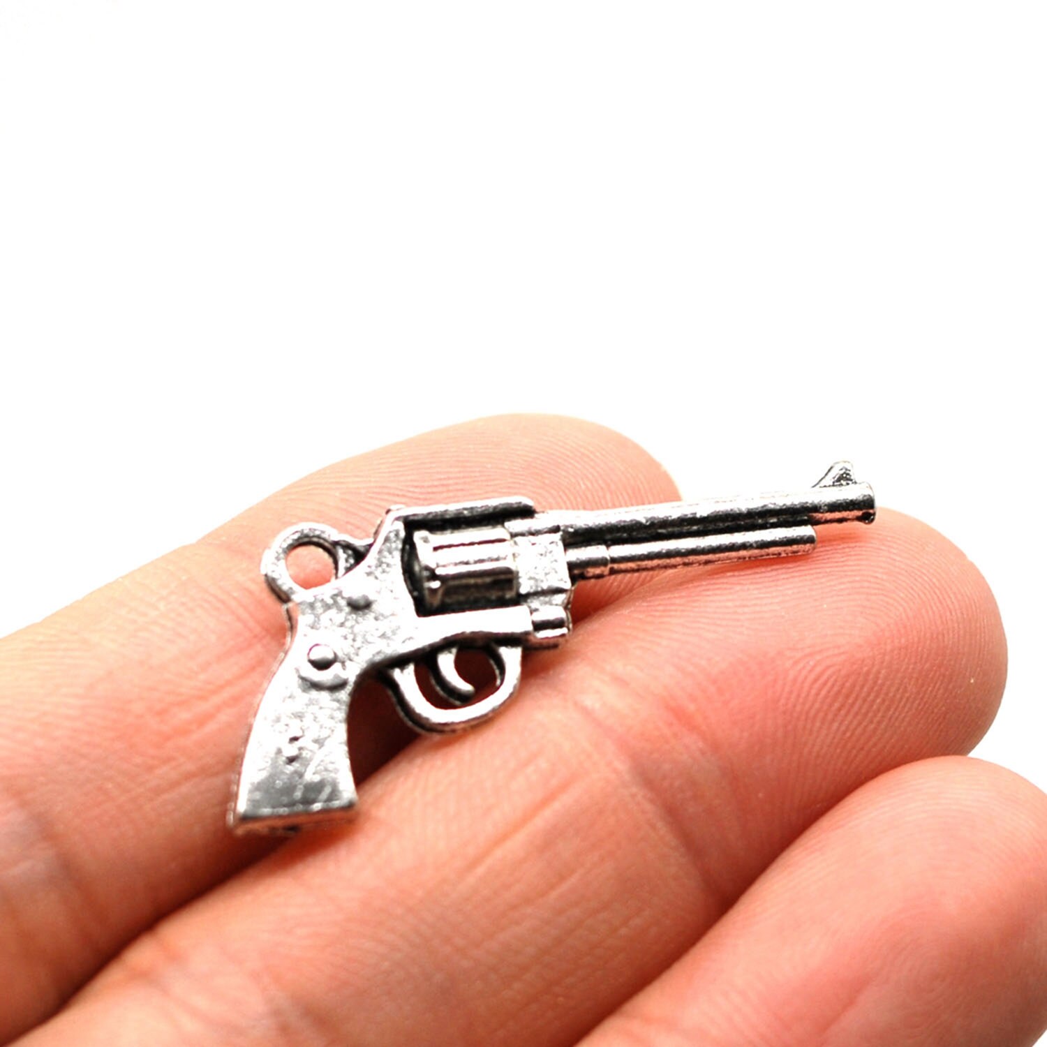 Gun Charms Pistol Antiqued Silver Texas Jewelry Making Supplies