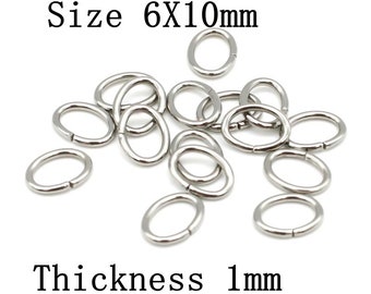 50PCS Stainless Steel Oval Side Cut Jump Ring 6x10x1mm, High Quality Open Jump Rings, DIY Jewelry Supply, Jewelry Findings SSC70