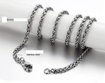 1PC, Stainless Steel Foxtail Chain Necklace, Lobster Clasp Blank Necklace, Ready to Use for DIY Jewelry, 4mm Wide 28 Inches Long SSC29