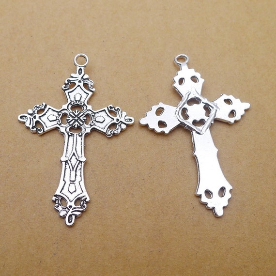 40pcs 12*19mm Metal Cross Charms Pendants for Necklaces Bracelets