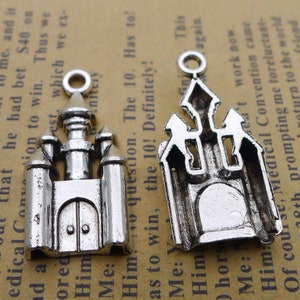 8 or 20PCS Antique Silver Tone Castle Charm Pendant, Fairy Tale Charm, Movie Charm, Story Charms Supply --- 15X29mm, JHS262