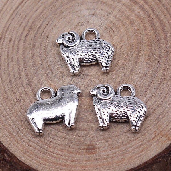 12 or 30PCS, Antique Silver Tone Goat, Ram Charm Pendant, Animal, Farm Charm Pendant, DIY Jewelry Supply, XCS336 - 14293   14x11mm