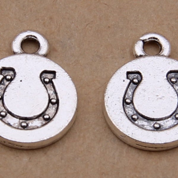 20 or 50PCS, Antique Silver LUCKY Horseshoe Charm Pendant, 2 Sided Horse shoe Charms --- DIY Jewelry Supply ---- 12mmX15mm, CC58-7581