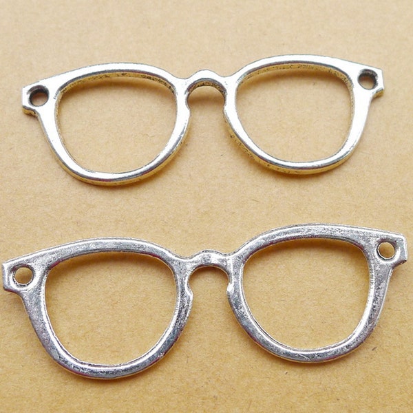 10 or 25PCS, Antique Silver Tone Large Eye Glasses, READING GLASSES Connector Charm Pendant, DIY Jewelry Supply, 19mmX55mm, JHS555-LY211