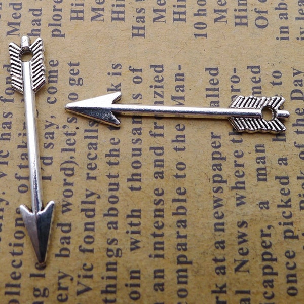 25 or 60PCS, Antique Silver ARROW Charm Pendant, DIY Jewelry Supply, 5mmX30mm, JHS672-LY928