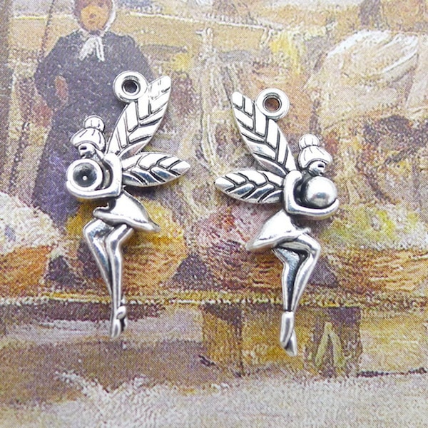 20PCS or 50PCS, Antique Silver Fairy Charm Pendant,  Fairy Pendant Charm, Pixie Charm Pendant, Jewelry Supply ---- 11mmX25mm, JHS510-7022