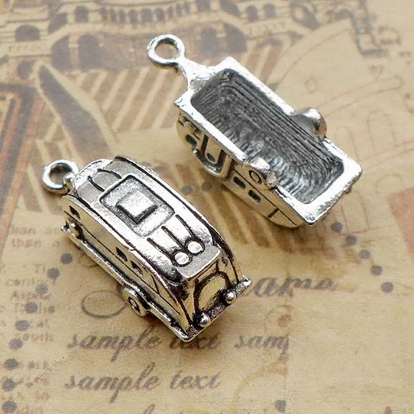 8PCS or 20PCS, Antique Silver Tone 3D Travel Trailer Charm Pendant, Camper, RV Trailer Charm Pendant, Camping Charm,  10mmX27mm JHS756-2689