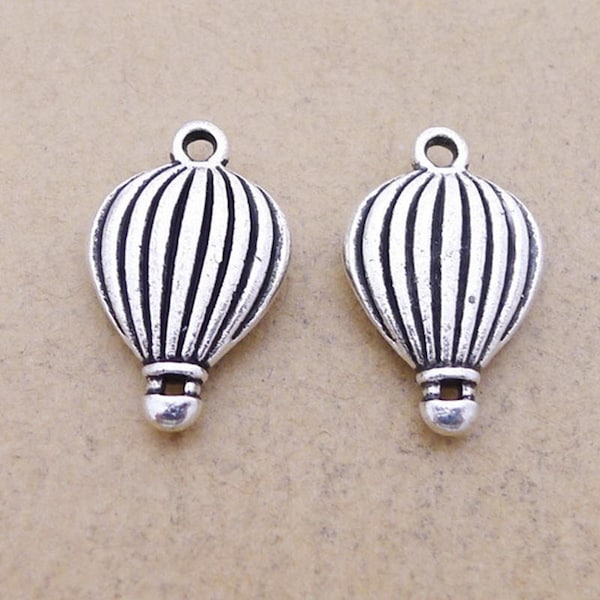 Clearance!  25PCS, Antique Silver Hot Air Balloon Charm Pendant, 2 Sided DIY Jewelry Supply ---- 13mmX21mm, JHS93-6116