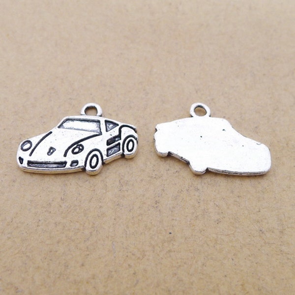 25 or 60PCS, Antique Silver Sports Car Charm Pendant, Hot Rod, Race Car Charms, DIY Jewelry Charms Supply ---- 21X14mm, CC32-2740