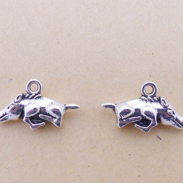 12 or 30PCS Antique Silver 3D Boar Charm Pendant, Wild Boar, Animal Pendant Charm --- 12X22mm, JHS1134-1110