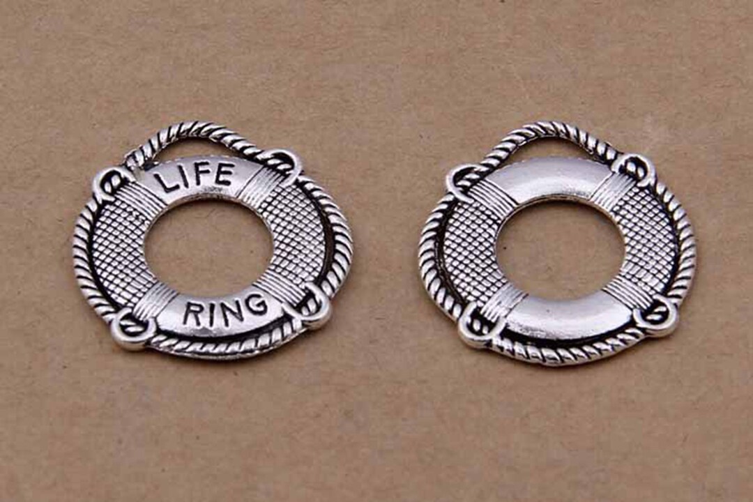 20 or 50PCS Antique Silver Life Ring Charm Pendant, Life Buoy Saver