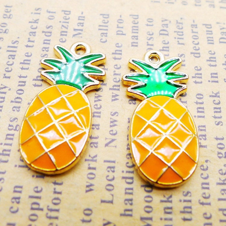 10pcs Pineapple Letter Cupcake Enamel Charms Pendant DIY Handmade Jewelry Making