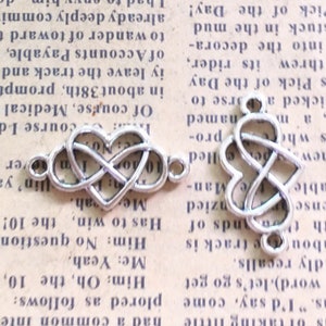 15 or 40PCS, Antique Silver INFINITY HEART Connector Charm, Jewelry DIY Supplies ---13x25mm, JHS405-LD1684