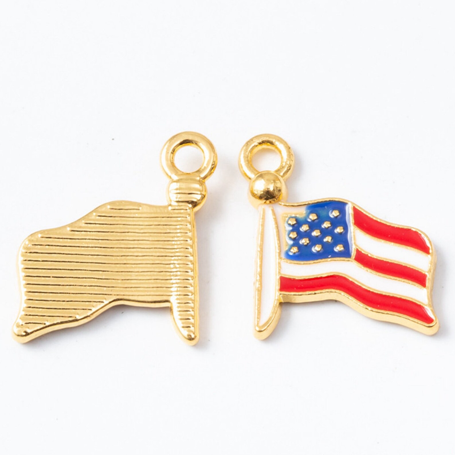 10PCS or 25PCS Gold Tone American FLAG Charm Pendant Red Etsy