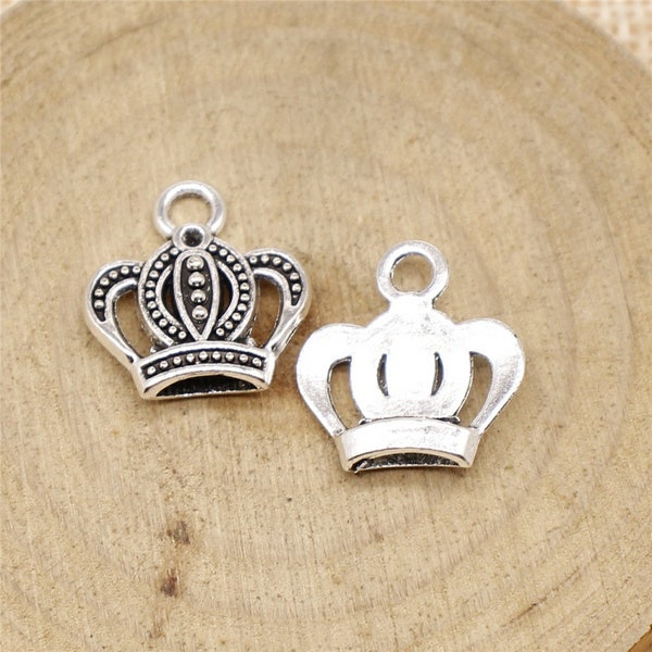 20 or 50PCS Bulk Sale, Antique Silver Crown Charm Pendant --- DIY Jewelry Charms Supply ----15X16mm XCS157-10157