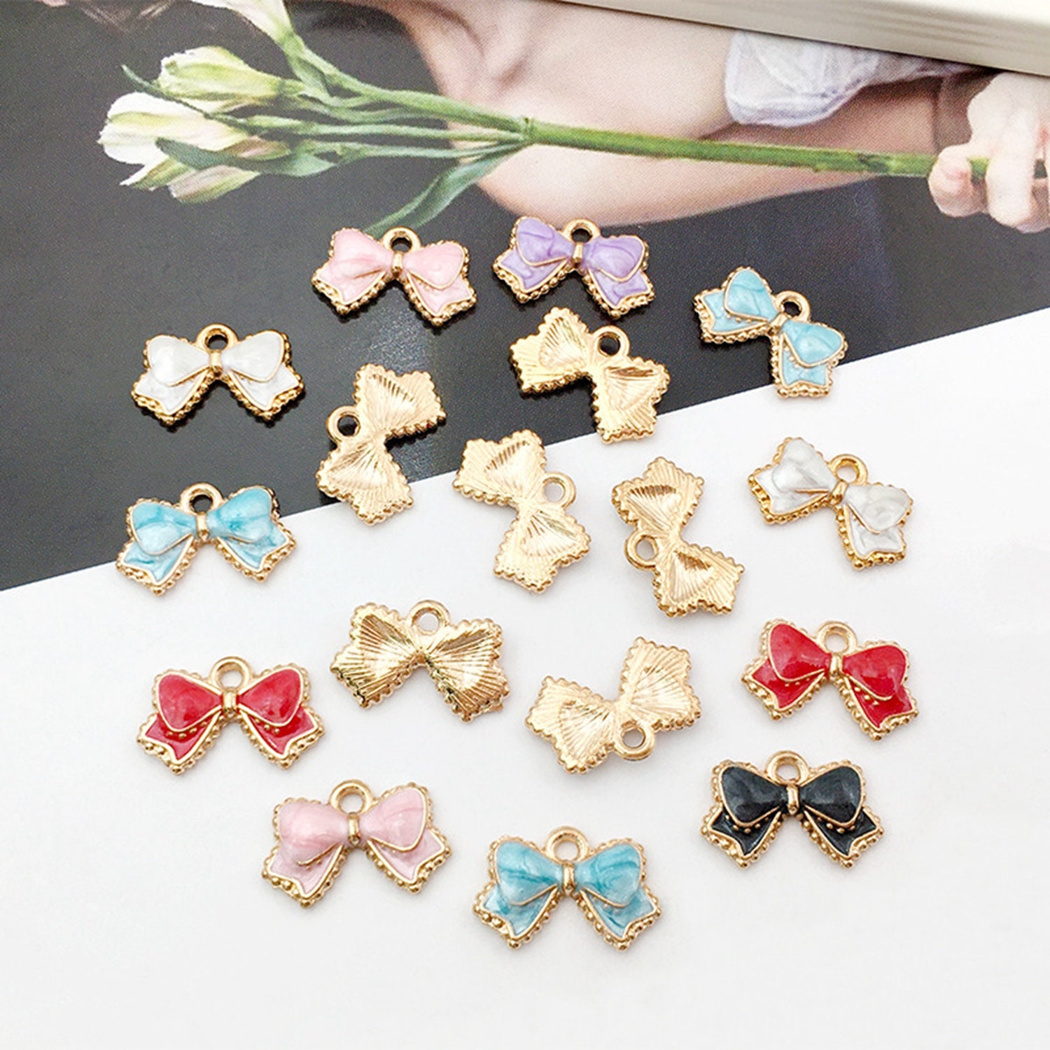 10-50pcs Mixed Fashion Bow Charms For Jewelry Making Vintage Antique  Silver/Bronze Color Bowknot Pendants DIY Handmade Findings