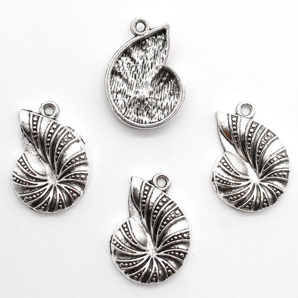 Clearance! 30PCS, Antique Silver Tone Conch Seashell Charm Pendant, Ocean, Beach Sea Shell Charm Jewelry Supply ---- 17X23mm, JHS519-6157