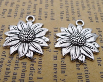 14pcs Tibetan silver sunflower charms H2472 