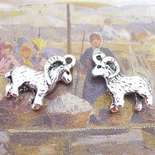 10 or 25PCS, Antique Silver Tone RAM, GOAT Charm Pendant, Animal, Farm Charm Pendant, DIY Jewelry Supply, 14X23mm, JHS912-3430