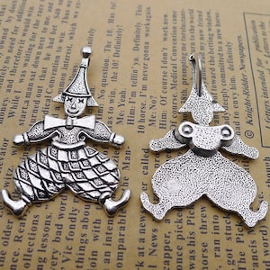 4 or 10PCS, Antique Silver Moveable CLOWN Charm Pendant, DIY Jewelry Supply, 31X48mm, JHS829-03506