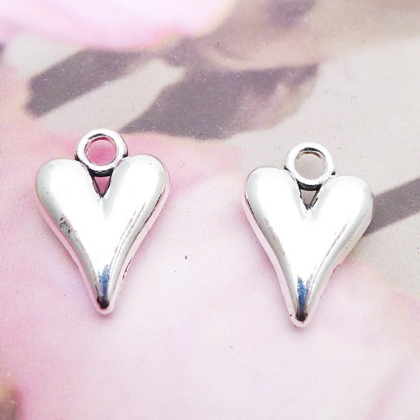 12 or 30PCS, 3D Antique Silver Tone Plain Heart Charm Pendant, Valentine's Day Charm Pendant, DIY Jewelry Supply, 12X16mm, JHS920-1163