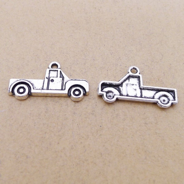 20PCS or 50PCS, Antique Silver Pickup Truck Charm Pendant, Vintage Truck Charm --- Vintage Jewelry Supply ---- 26mmX13mm, CC153-3795