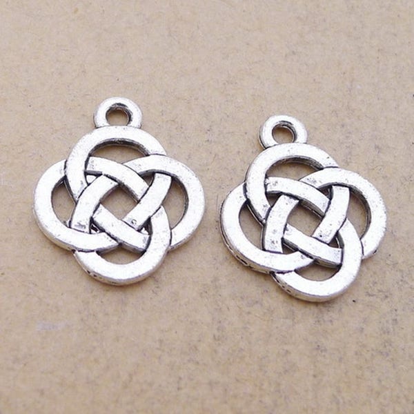 20 or 50PCS, Antique Silver Tone Celtic Knot Charm Pendant, Knot Charm --- Tibetan Silver Tone, Jewelry Supply ----15mmX19mm, JHS115-6114