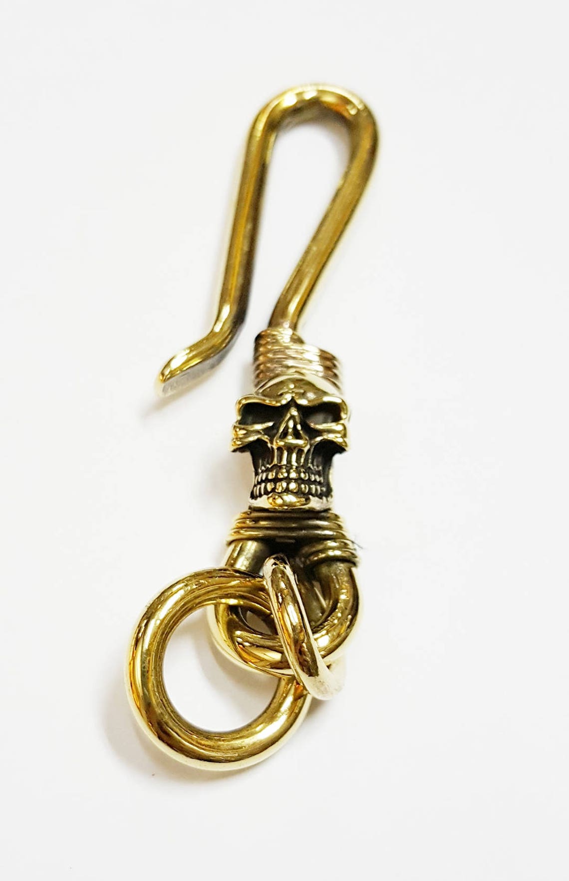 Skull Keychains Brass Keyring Brass Fishhook Key Hook Belt Etsy