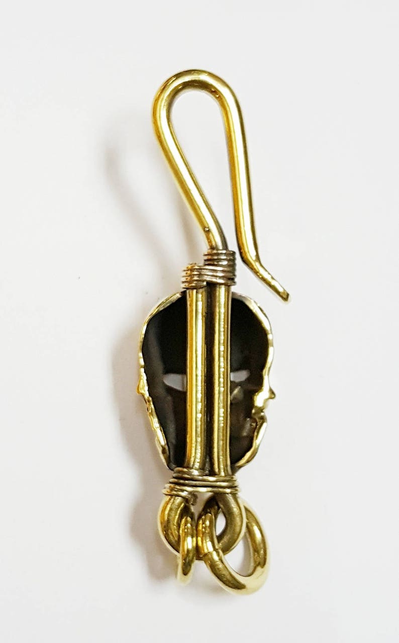 Skull Keychain Mens Brass Skull Key Chain Keyring Keychain Etsy