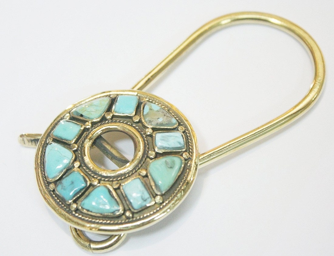 Keychain Brass Turquoise Keyring Key Ring FOB Navajo Jewelry Etsy