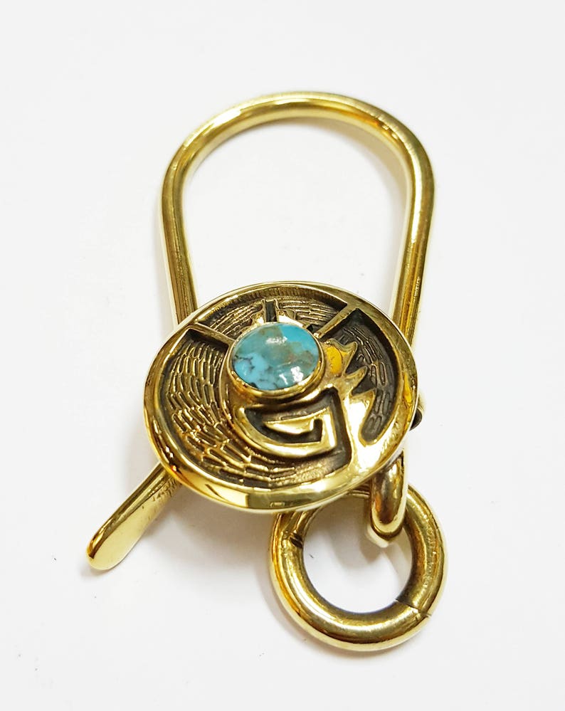 Solid Brass Turquoise Keychain Key Ring FOB Connector Safety Etsy