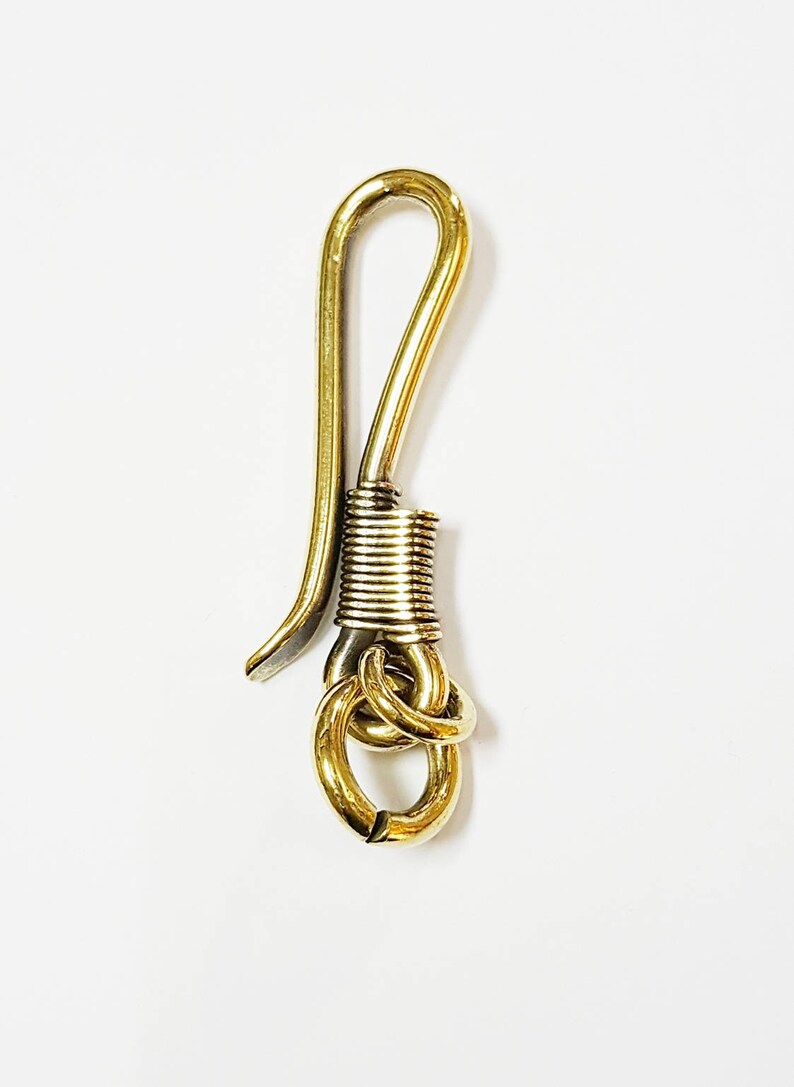 Solid Brass Japanese Style Fish Hook keychain Wallet Keyring Etsy